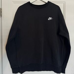 Nike Classic Black Crewneck Sweater Embroidered White Logo